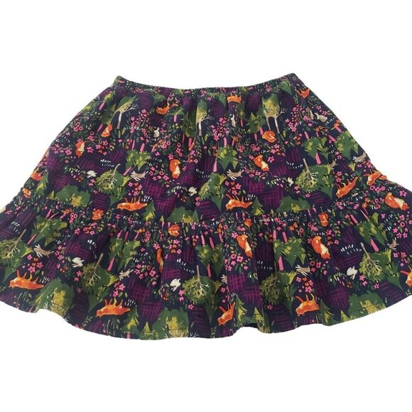 Lands End Forest Corduroy Skirt Fox Rabbit Cotton Pull On Girls Size Large - Picture 1 of 11